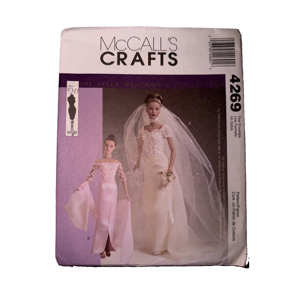 McCall's 4269 Tyler Wentworth Doll Clothes Pattern Wedding Gown 16" Uncut
